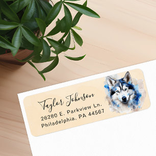 Étiquette d'adresse de retour de chien Husky
