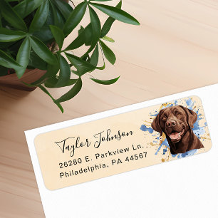 Étiquette d'adresse de retour de chien labrador ch