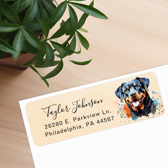Étiquette d'adresse de retour de chien Rottweiler (Créateur téléchargé)
