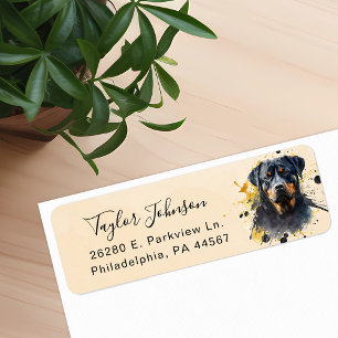 Étiquette d'adresse de retour de chien Rottweiler