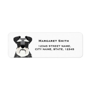 étiquette d'adresse de retour de chien schnauzer