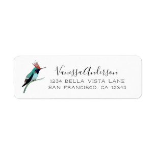 Étiquette d'adresse de retour de Colibri à touffe 