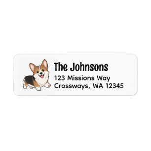 Étiquette d'adresse de retour de Corgi mignon