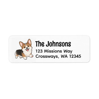 Étiquette d'adresse de retour de Corgi mignon