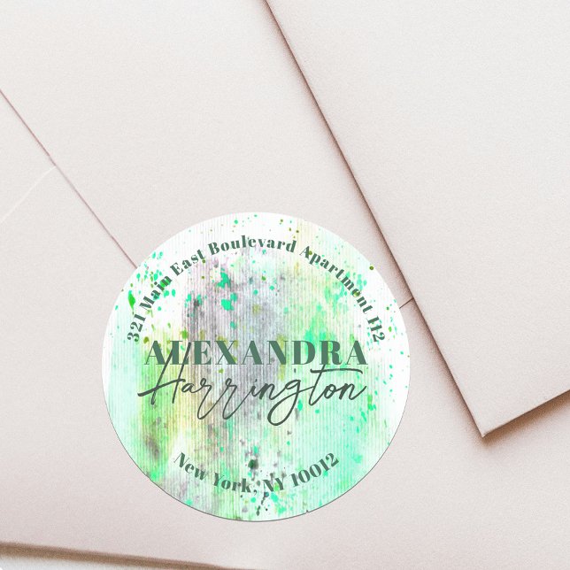 Étiquette d'adresse de retour de couleur verte (Créateur téléchargé)