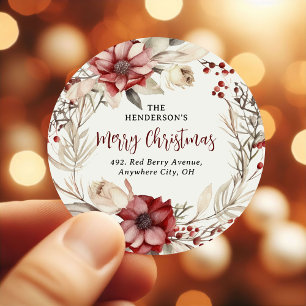 Étiquette d'adresse de retour de couronne de Noël