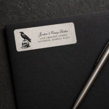 Étiquette d'adresse de retour de crâne de corbeau