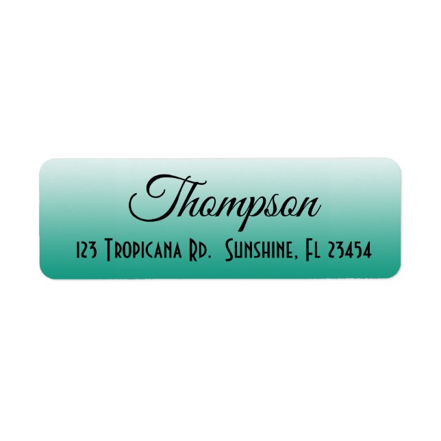 Étiquette d'adresse de retour de dégradé Turquoise (Devant)