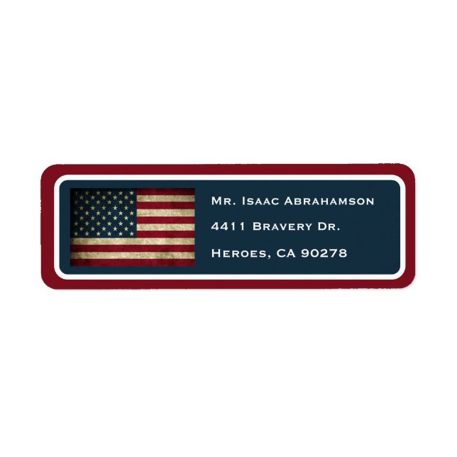 Étiquette d'adresse de retour de drapeau américain (Devant)