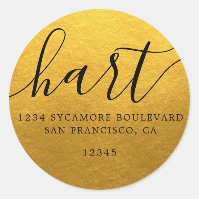 Étiquette d'adresse de retour de famille en or cla (Devant)