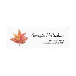 Étiquette d'adresse de retour de feuilles rouges o