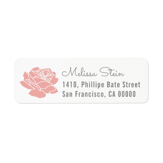 Étiquette d'adresse de retour de fleur rose avec n (Devant)