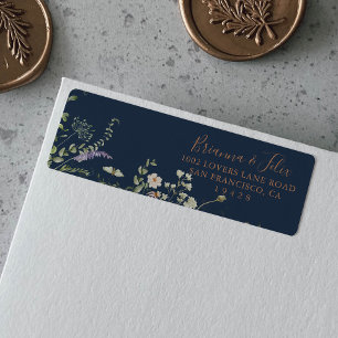 Étiquette d'adresse de retour de fleur sauvage de 