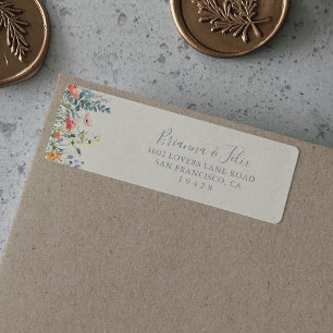 Étiquette d'adresse de retour de fleur sauvage mul