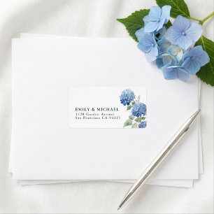 Étiquette d'adresse de retour de fleurs d'hortensi