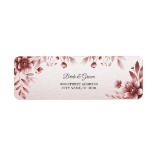 Étiquette d'adresse de retour de fleurs Rose Pouss