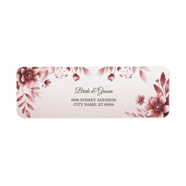 Étiquette d'adresse de retour de fleurs rose pouss (Devant)