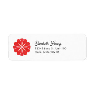 Étiquette d'adresse de retour de fleurs rouges