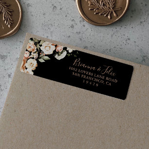 Étiquette d'adresse de retour de fleurs royales fo