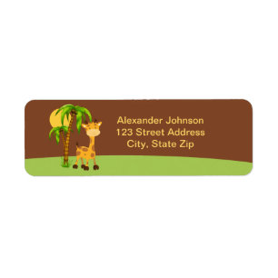 Étiquette d'adresse de retour de la Giraffe mignon