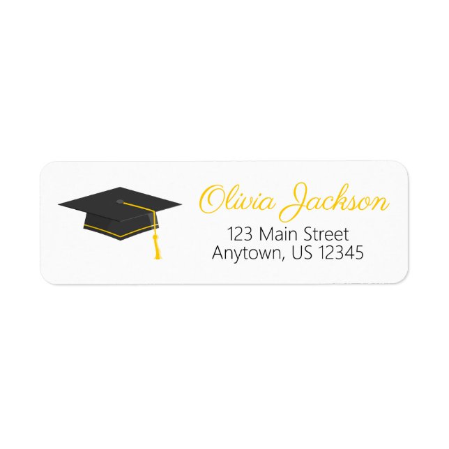 Étiquette d'adresse de retour de la graduation en  (Devant)
