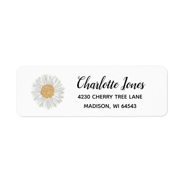 Étiquette d'adresse de retour de la marguerite min (Devant)