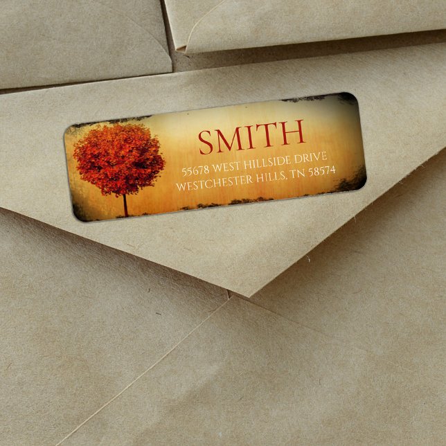 Étiquette d'adresse de retour de l'arbre d'automne (Fall Tree Return Address Label)