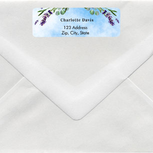 Étiquette d'adresse de retour de lavande bleu clai