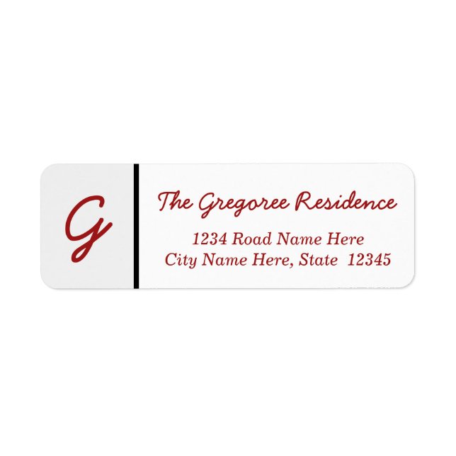 Étiquette d'adresse de retour de lettre initiale s (Devant)