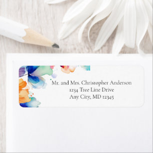 Étiquette d'adresse de retour de mariage à aquarel