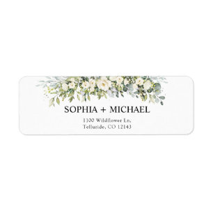Étiquette d'adresse de retour de mariage à fleurs