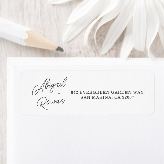 Étiquette d'adresse de retour de mariage à script  (En situation)