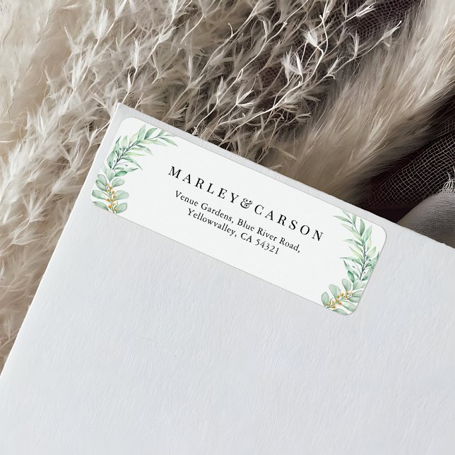 Étiquette d'adresse de retour de mariage aux feuil (Créateur téléchargé)
