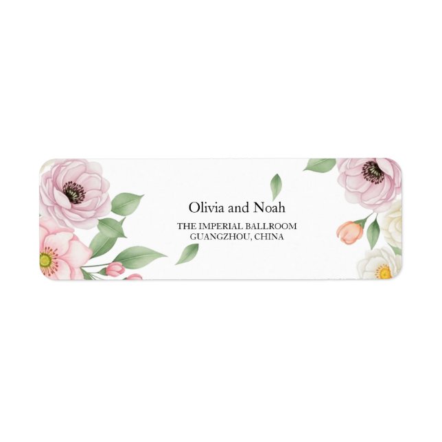 Étiquette d'adresse de retour de mariage botanique (Devant)