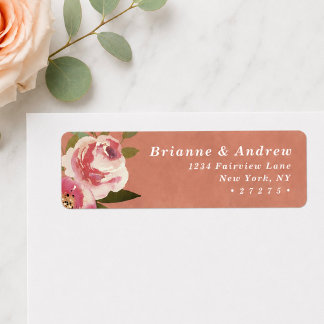 Étiquette d'adresse de retour de mariage chic rust