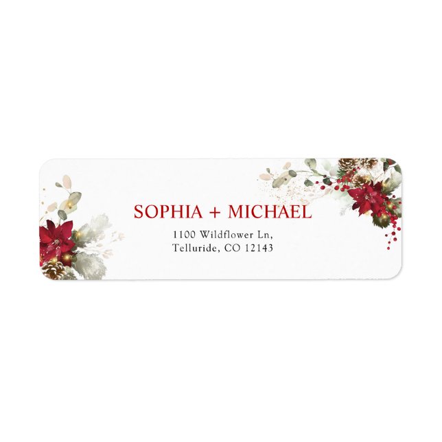 Étiquette d'adresse de retour de mariage de Noël à (Devant)