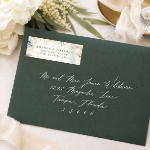 Étiquette d'adresse de retour de mariage élégant s