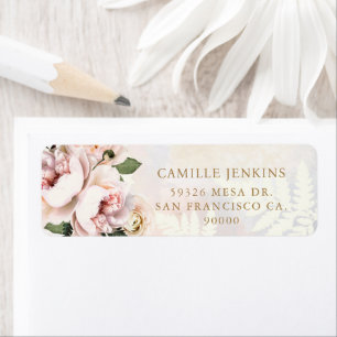 Étiquette d'adresse de retour de mariage élégante 