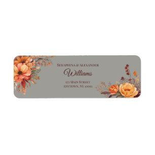 Étiquette d'adresse de retour de mariage floral aq