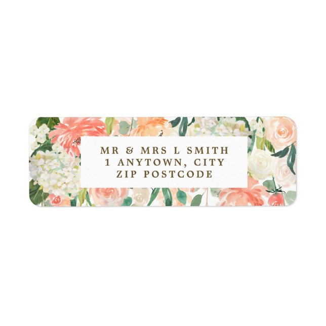 étiquette d'adresse de retour de mariage floral pê (Devant)