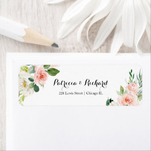 Étiquette d'adresse de retour de mariage floral ro
