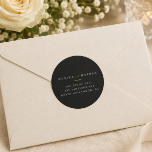 Étiquette d'adresse de retour de mariage noir et o
