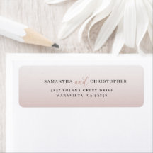 Étiquette d'adresse de retour de mariage rose mini