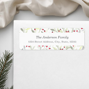 Étiquette d'adresse de retour de Noël à l'aquarell