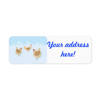 Étiquette d'adresse de retour de Noël avec poulets