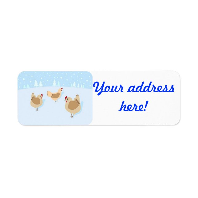 Étiquette d'adresse de retour de Noël avec poulets (Devant)