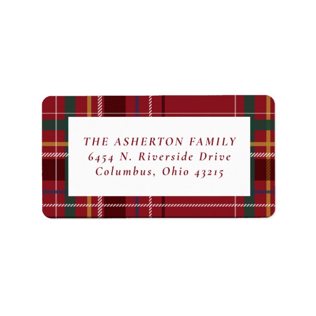étiquette d'adresse de retour de Noël plaid (Devant)