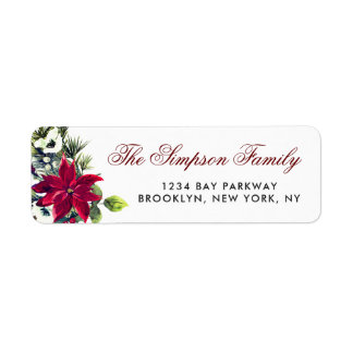 Étiquette d'adresse de retour de Noël Poinsettia R