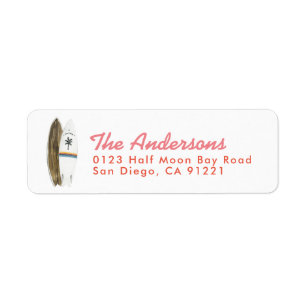 Étiquette d'adresse de retour de planches de surf