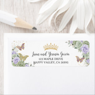 Étiquette d'adresse de retour de Quinceanera Fleur